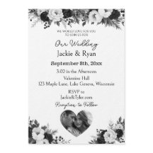 Modèle de photo noir et blanc Mariage botanique