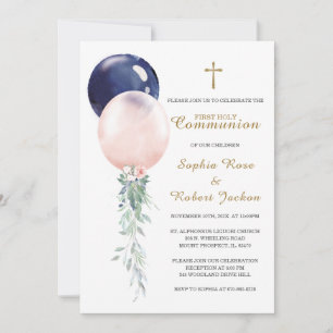Invitation Modèle de Première Communion pour Jumeaux