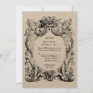 Invitation Modèle de réponse de mariage Baroque Rococo
