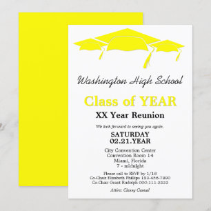 Invitation Modèle de réunion de classe Caps de diplômes Jaune