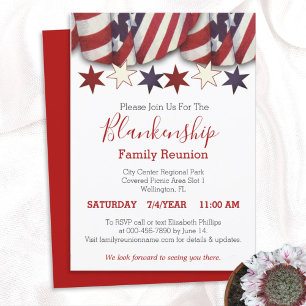 Invitation Modèle de réunion de famille Bunting patriotique