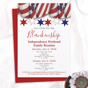 Invitation Modèle de réunion de famille de Bunting patriotiqu