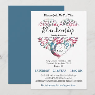 Invitation Modèle de réunion de famille en forme de coeur