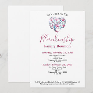 Invitation Modèle de Réunion de Famille en Forme de Coeur Col