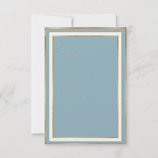 Invitation Modèle de trame or Floral Aquarelle Bleue (Devant)