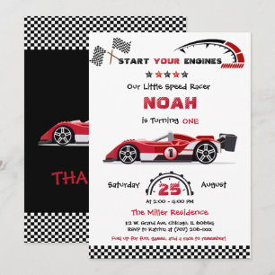 Invitation Modèle de voiture de course rouge modifiable