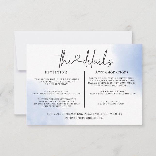 Invitation Modèle d'informations sur les détails de mariage à (Devant)