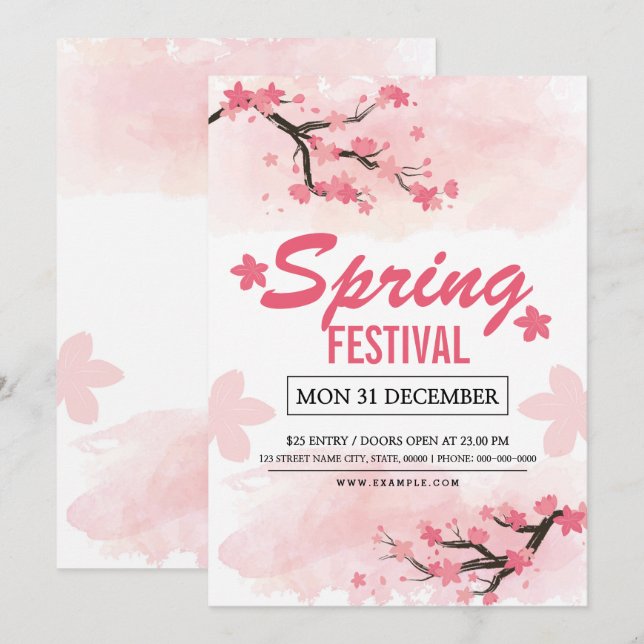 Invitation Modèle d'insecte de festival de printemps (Devant / Derrière)