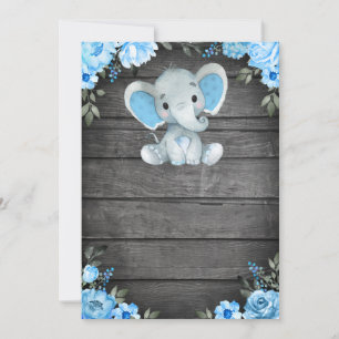 Invitation Modèle d'invitation Baby shower Blue Elephant