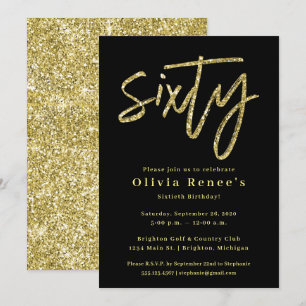Invitation Modèle d'invitation Black and Gold 60th Birthday
