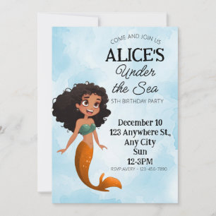 Invitation Modèle d'invitation d'anniversaire noir de sirène