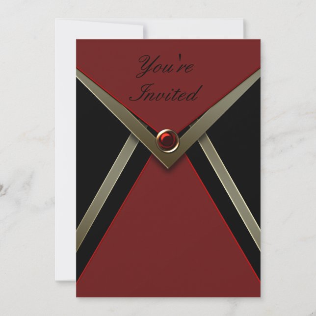 Invitation Modèle d'invitation de la fête d'anniversaire roug (Devant)