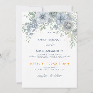 Invitation Modèle d'invitation de mariage à fleurs bleues dou