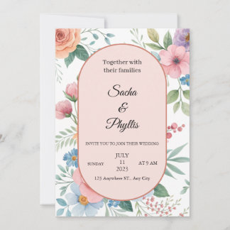 Invitation Modèle d'invitation de mariage floral élégant