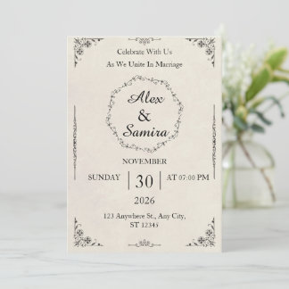 Invitation Modèle d'invitation de mariage floral élégant