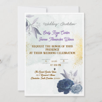 Invitation Modèle d'invitation de mariage floral élégant | Cu