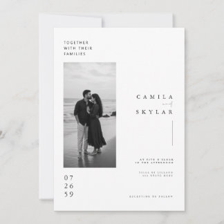 Invitation Modèle d'invitation de mariage minimaliste côtier.