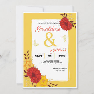 Invitation Modèle d'invitation de mariage or rouge