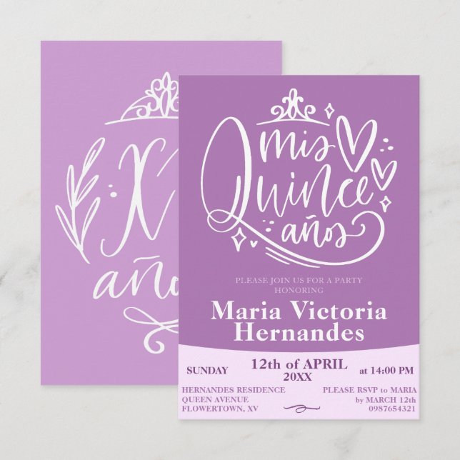 Invitation Modèle d'invitation de Quinceañera (Devant / Derrière)