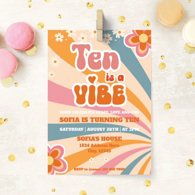 Invitation Modèle d'invitation du 10e anniversaire (Ten is a Vibe Birthday Invitation Template)