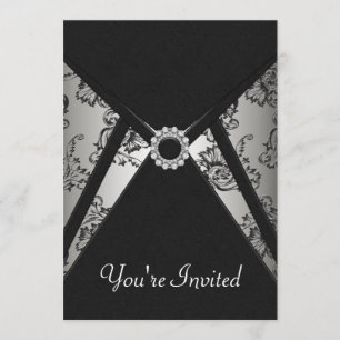 Invitation Modèle d'invitation en damas noir pour toutes occa