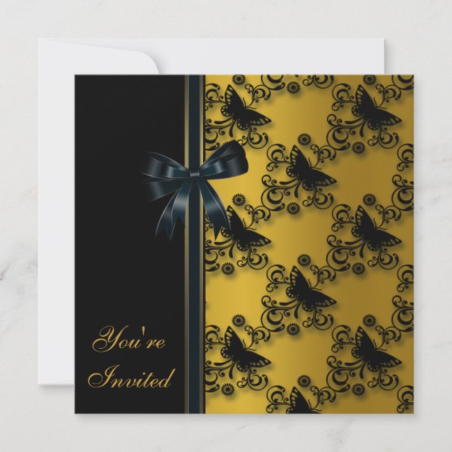 Invitation Modèle d'invitation Gold Butterfly All Occasion (Devant)