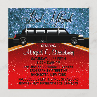 Invitation Modèle d'invitation Limo Star de Cinéma Glitz Glam