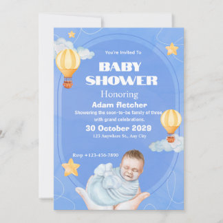Invitation Modèle d'invitation pour fête de bébé garçon avec