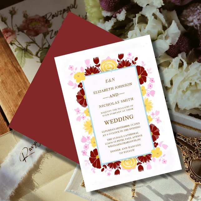 Invitation modèle fleuri unique coloré (Créateur téléchargé)
