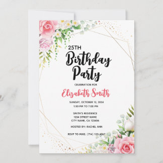 Invitation Modèle floral de fête d'anniversaire modifiable po