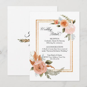 Invitation MODÈLE Floral Rose Bouquet Gold Mariages Détails