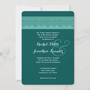 Invitation Modèle Mariage damassé TURQUOISE V16