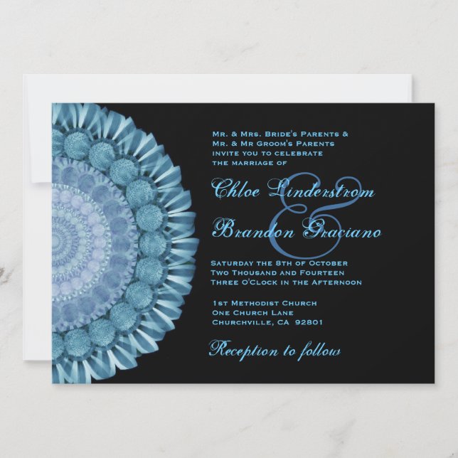 Invitation Modèle Mariage de la roue bleue Gazania Daisy (Devant)