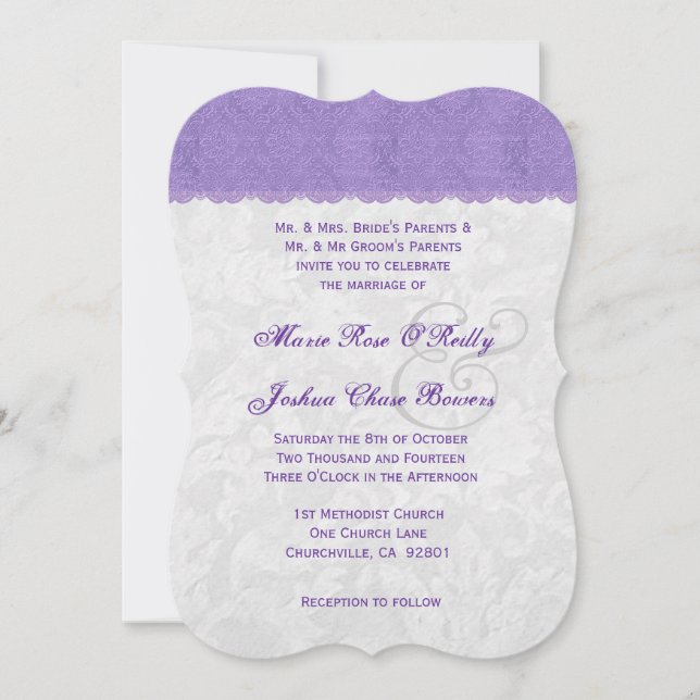 Invitation Modèle Mariage Lavender Purple et Silver V2A (Devant)