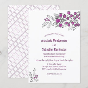 Invitation Modèle Mariage minimaliste pour baies pourpres