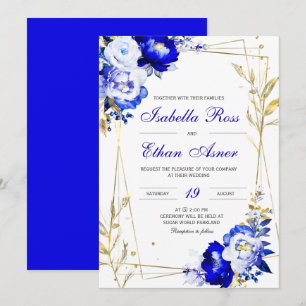 Invitation Modèle Mariage Royal Blue et Gold