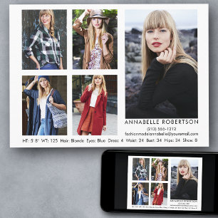 Invitation Modèle moderne et Actor 5 photo Comp Card