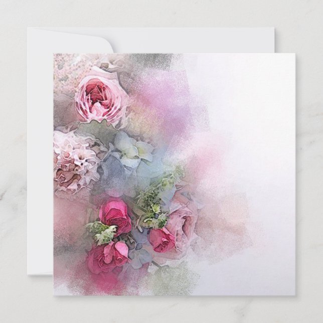 Invitation Modèle personnalisé Art aquarelle Roses Fleurs (Devant)