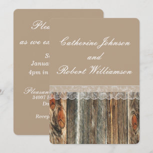 Invitation Modèle personnalisé Mariage campagnard en bois et 