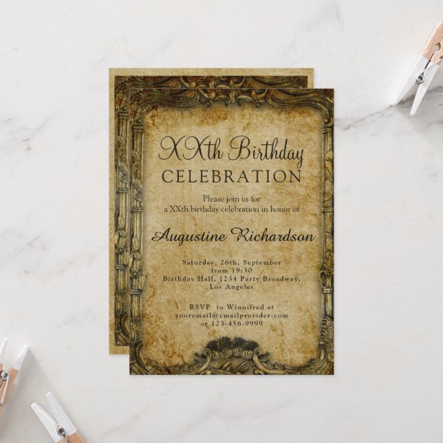 Invitation Modèle photo d'anniversaire personnalisé Retro Vin (Devant/Arrière en situation)