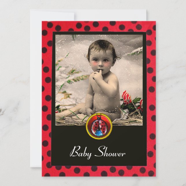 Invitation MODÈLE PHOTO de monogramme BLACK ROUGE (Devant)