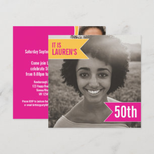 Invitation Modèle photo du drapeau lumineux 50e anniversaire