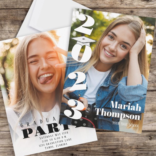 Invitation Modèle photo noir et blanc moderne (Créateur téléchargé)