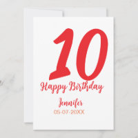 modèle rouge date nom année 10e anniversaire 