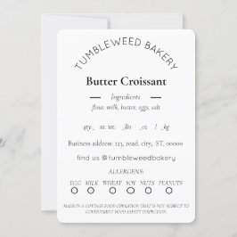 Invitation Modèle simple d'étiquette pour nourriture de cotta