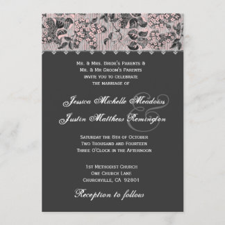 Invitation Modèle Vintage gris rose noir