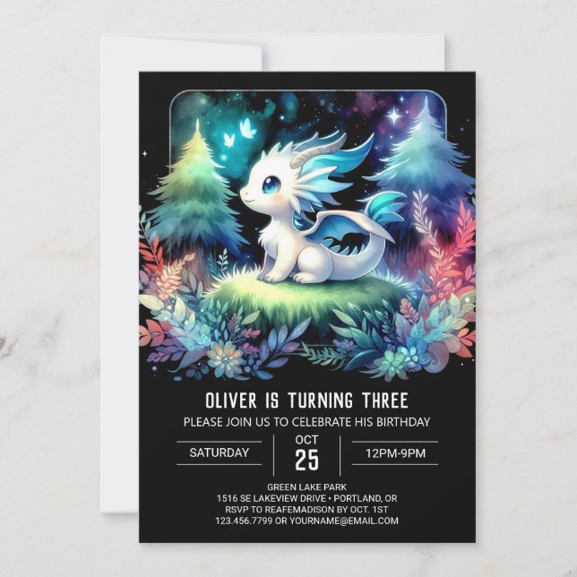 Invitation Modèle Whimsy Dragon Anniversaire (Devant)