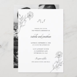 Invitation Moder dessiné Floral Mariage