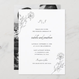 Invitation Moder dessiné Floral Mariage