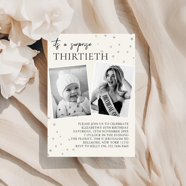 Invitation Modern 2 Photo Surprise 30e anniversaire Invitatio (Créateur téléchargé)